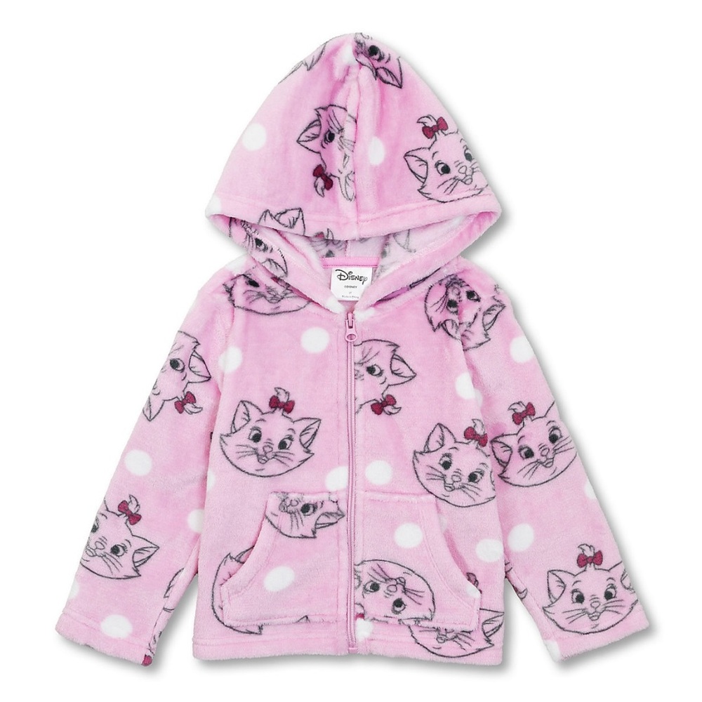 Disney | The Aristocats Marie Cat Pink Fleece Zip Front Hoodie Jacket